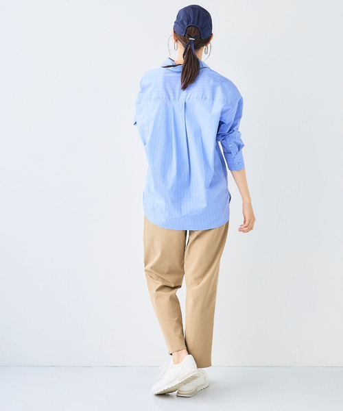 CROSS FUNCTION（クロスファンクション）の「《シワになりにくい》サマ美え ビックシルエットタックシャツ【CF/クロスファンクション】（シャツ/ブラウス・レディース・ブルー/ブラック・LL/L/M）」の11枚目の写真