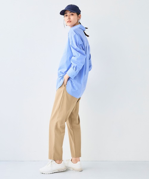 CROSS FUNCTION（クロスファンクション）の「《シワになりにくい》サマ美え ビックシルエットタックシャツ【CF/クロスファンクション】（シャツ/ブラウス・レディース・ブルー/ブラック・LL/L/M）」の12枚目の写真