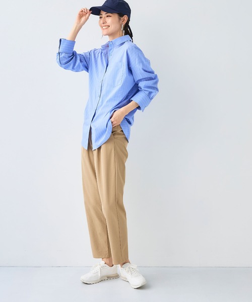 CROSS FUNCTION（クロスファンクション）の「《シワになりにくい》サマ美え ビックシルエットタックシャツ【CF/クロスファンクション】（シャツ/ブラウス・レディース・ブルー/ブラック・LL/L/M）」の10枚目の写真