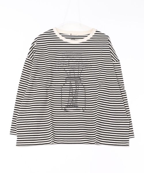 BARNDOOR（バーンドア）の「(BD)【BARNDOOR】デイジー 刺繍 長袖 Tシャツ（Tシャツ/カットソー・レディース・ブラック/オフホワイト/ホワイト×ブラック・FREE）」の2枚目の写真