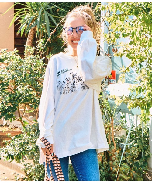 anap mimpi(アナップミンピ)の「ダルメシアン ハイドアンドシーク プリント 長袖 ロンT(Tシャツ/カットソー・レディース・オフホワイト/ブルー/ブラック・FREE)」の6枚目の写真