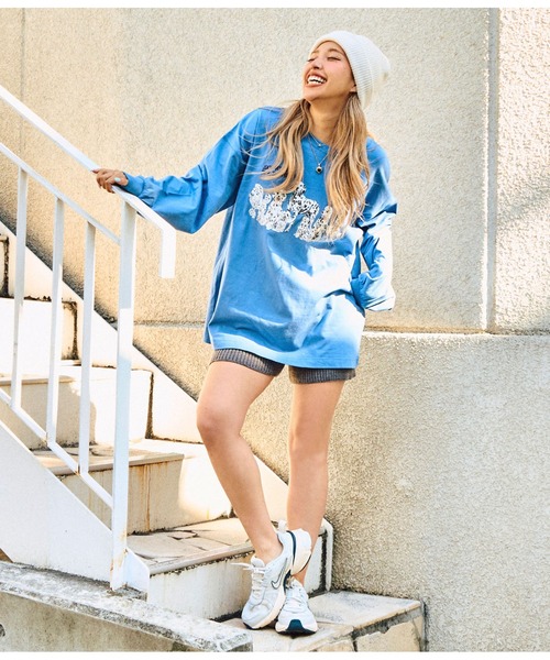 anap mimpi(アナップミンピ)の「ダルメシアン ハイドアンドシーク プリント 長袖 ロンT(Tシャツ/カットソー・レディース・オフホワイト/ブルー/ブラック・FREE)」の13枚目の写真