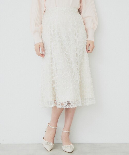 index（インデックス）の「フラワーレース刺繍マーメイドスカート【洗濯機洗い可】（スカート・レディース・チャコールグレー/ナチュラル/サックスブルー・36/38/40/42）」の14枚目の写真