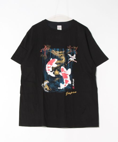 JIN plus(ジンプラス)の「鯉の滝登り JIN+ ブラック半袖Tシャツ(Tシャツ/カットソー・メンズ・ブラック系その他2/ブラック系その他5/ホワイト系その他/ホワイト系その他3/ブラック系その他4・MEDIUM/XX-LARGE/SMALL/LARGE/X-LARGE)」の5枚目の写真
