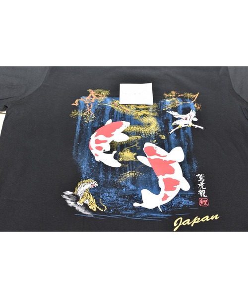 JIN plus(ジンプラス)の「鯉の滝登り JIN+ ブラック半袖Tシャツ(Tシャツ/カットソー・メンズ・ブラック系その他2/ブラック系その他5/ホワイト系その他/ホワイト系その他3/ブラック系その他4・MEDIUM/XX-LARGE/SMALL/LARGE/X-LARGE)」の9枚目の写真