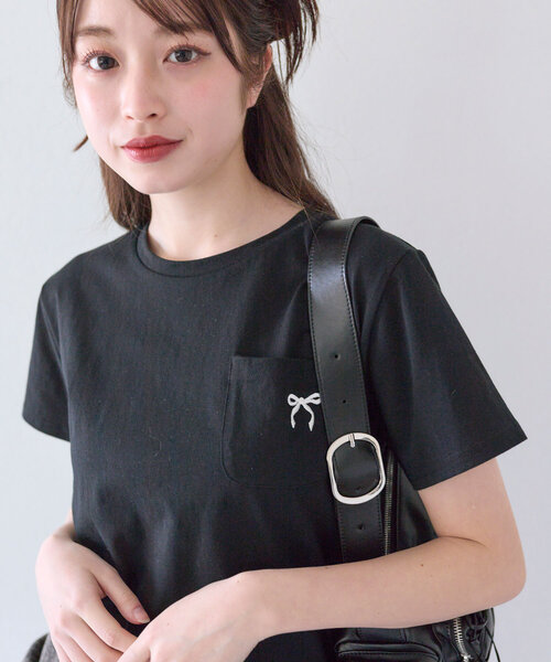 リボン刺繍Tシャツ（Tシャツ/カットソー）｜OLIVE des OLIVE