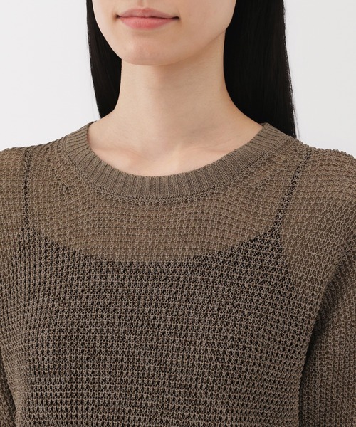 無印良品（ムジルシリョウヒン）の「婦人　ヘンプ混メッシュ五分袖セーター（ニット/セーター・レディース・ブラック/ベージュ/ブルー/ブラウン・XL/L/M/S）」の22枚目の写真