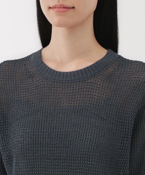 無印良品（ムジルシリョウヒン）の「婦人　ヘンプ混メッシュ五分袖セーター（ニット/セーター・レディース・ブラック/ベージュ/ブルー/ブラウン・XL/L/M/S）」の10枚目の写真
