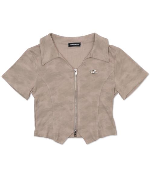 dispark（ディスパーク）の「DISPARK/Wジップメタルパッチピチトップス（Tシャツ/カットソー・レディース・ブラック/ベージュ/ホワイト・FREE）」の17枚目の写真