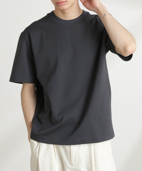NANO universe(ナノユニバース)の「ダブルスムースクルーネックBIGTシャツ 半袖(Tシャツ/カットソー・メンズ・ブラック/ホワイト/カーキ/ダークグレー・XL/L/M/S)」の3枚目の写真