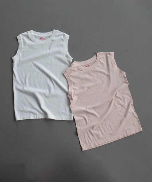 HANES(ヘインズ)の「【Hanes / ヘインズ】クルーネックノースリーブTシャツ/コットン100/ノースリーブ【2枚組】【WEB限定】(Tシャツ/カットソー・レディース・その他1/その他2/その他3・M)」の2枚目の写真