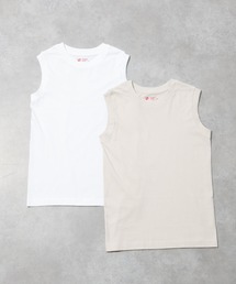 【Hanes / ヘインズ】クルーネックノースリーブTシャツ/コットン100/ノースリーブ【2枚組】【WEB限定】