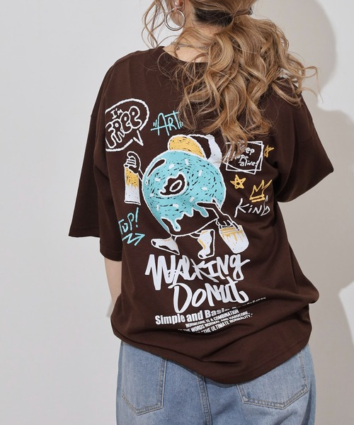 FUNALIVE(ファンアライブ)の「WALKING DONUT ワイド刺繍半袖Tシャツ(Tシャツ/カットソー・メンズ・ホワイト/ミント/ブラウン/ブラック・LL/M/L)」の3枚目の写真
