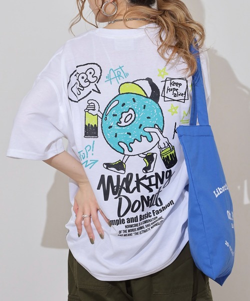 FUNALIVE(ファンアライブ)の「WALKING DONUT ワイド刺繍半袖Tシャツ(Tシャツ/カットソー・メンズ・ホワイト/ミント/ブラウン/ブラック・LL/M/L)」の2枚目の写真
