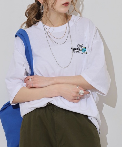 FUNALIVE(ファンアライブ)の「WALKING DONUT ワイド刺繍半袖Tシャツ(Tシャツ/カットソー・メンズ・ホワイト/ミント/ブラウン/ブラック・LL/M/L)」の6枚目の写真