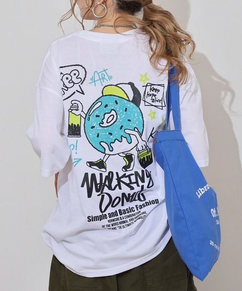 FUNALIVE(ファンアライブ)の「WALKING DONUT ワイド刺繍半袖Tシャツ(Tシャツ/カットソー・メンズ・ホワイト/ミント/ブラウン/ブラック・LL/M/L)」の8枚目の写真