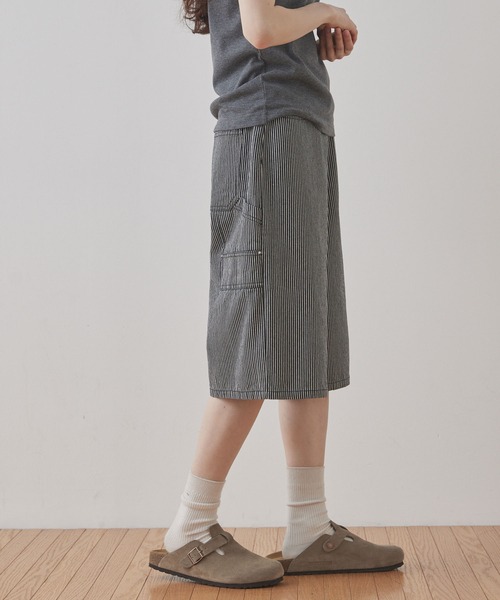 ストライプ柄ハーフパンツ ダークグレー S/M zx-ssp017-01.jpg