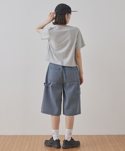 Unblend(アンブレンド)の「【Unblend】ヒッコリー ストライプ ペインター ハーフパンツ(デニムパンツ・レディース・ブルー系/ブラック系・S/M)」の21枚目の写真