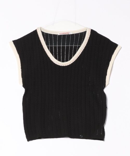 NinaetLina(ニナエリナ)の「ニットTシャツフレンチスリーブ(Tシャツ/カットソー・レディース・ブラック×ホワイト/ブラック/ホワイト/ピンク/ベージュ・FREE)」の15枚目の写真