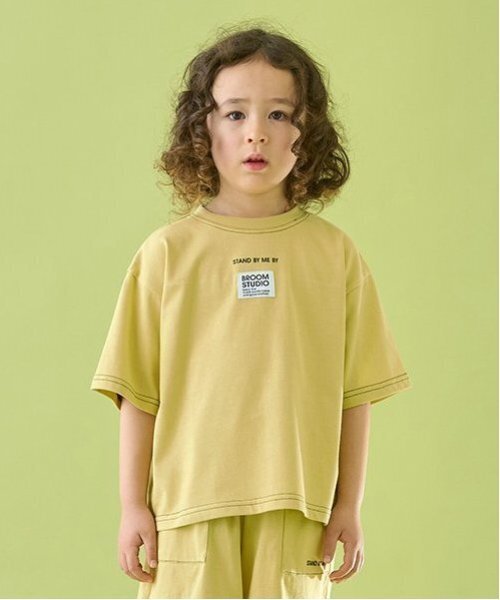 b・ROOM（ビールーム）の「【セットアップ可能】【カイテキ天竺】配色ステッチTシャツ（Tシャツ/カットソー・キッズ・オリーブ/ブラック/ダークブルー/ホワイト系その他/モスグリーン/ダークブラウン/パープル系その他・120cm/150cm/110cm/130cm/100cm/140cm）」の4枚目の写真