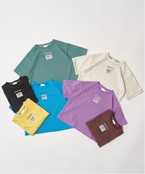 b・ROOM（ビールーム）の「【セットアップ可能】【カイテキ天竺】配色ステッチTシャツ（Tシャツ/カットソー・キッズ・オリーブ/ブラック/ダークブルー/ホワイト系その他/モスグリーン/ダークブラウン/パープル系その他・120cm/150cm/110cm/130cm/100cm/140cm）」の8枚目の写真