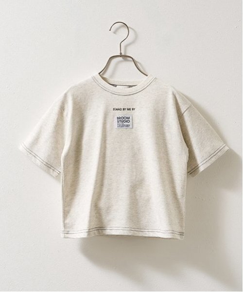 b・ROOM（ビールーム）の「【セットアップ可能】【カイテキ天竺】配色ステッチTシャツ（Tシャツ/カットソー・キッズ・オリーブ/ブラック/ダークブルー/ホワイト系その他/モスグリーン/ダークブラウン/パープル系その他・120cm/150cm/110cm/130cm/100cm/140cm）」の9枚目の写真