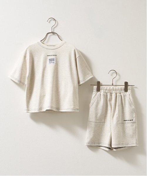 b・ROOM（ビールーム）の「【セットアップ可能】【カイテキ天竺】配色ステッチTシャツ（Tシャツ/カットソー・キッズ・オリーブ/ブラック/ダークブルー/ホワイト系その他/モスグリーン/ダークブラウン/パープル系その他・120cm/150cm/110cm/130cm/100cm/140cm）」の14枚目の写真