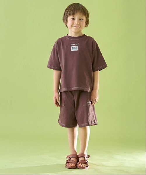 b・ROOM（ビールーム）の「【セットアップ可能】【カイテキ天竺】配色ステッチTシャツ（Tシャツ/カットソー・キッズ・オリーブ/ブラック/ダークブルー/ホワイト系その他/モスグリーン/ダークブラウン/パープル系その他・120cm/150cm/110cm/130cm/100cm/140cm）」の15枚目の写真