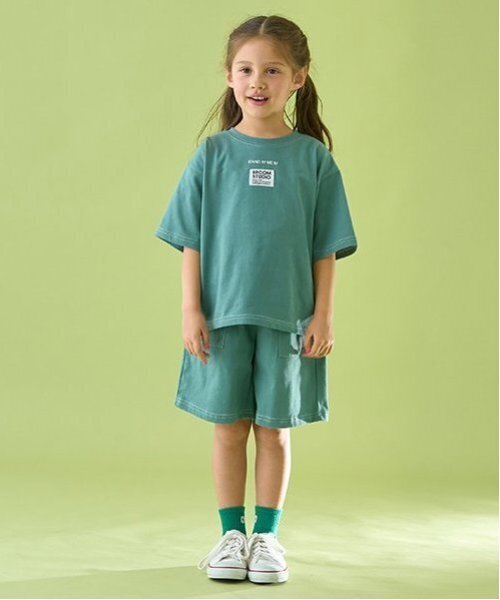 b・ROOM（ビールーム）の「【セットアップ可能】【カイテキ天竺】配色ステッチTシャツ（Tシャツ/カットソー・キッズ・オリーブ/ブラック/ダークブルー/ホワイト系その他/モスグリーン/ダークブラウン/パープル系その他・120cm/150cm/110cm/130cm/100cm/140cm）」の21枚目の写真