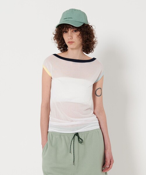 【新品未使用タグ付】Sheer Sleeve Tee Sサイズ セール】【別注】＜TanC TOKYO × 6＞MINI SLEEVE SHEER TEE