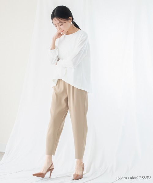 Petitjo（プッチージョ）の「小さいサイズ　透け袖ポンチプルオーバー　低身長さん・小柄女性（Tシャツ/カットソー・レディース・ホワイト・PS/PM）」の8枚目の写真