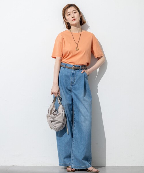 23区(ニジュウサンク)の「【速乾性/汗じみ防止】半袖 クロップド IT Tシャツ(Tシャツ/カットソー・レディース・ベージュ系/スカイブルー系/ダークブラウン系/ホワイト系/ライトオレンジ系・38)」の6枚目の写真