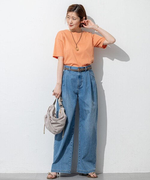 23区(ニジュウサンク)の「【速乾性/汗じみ防止】半袖 クロップド IT Tシャツ(Tシャツ/カットソー・レディース・ベージュ系/スカイブルー系/ダークブラウン系/ホワイト系/ライトオレンジ系・38)」の7枚目の写真