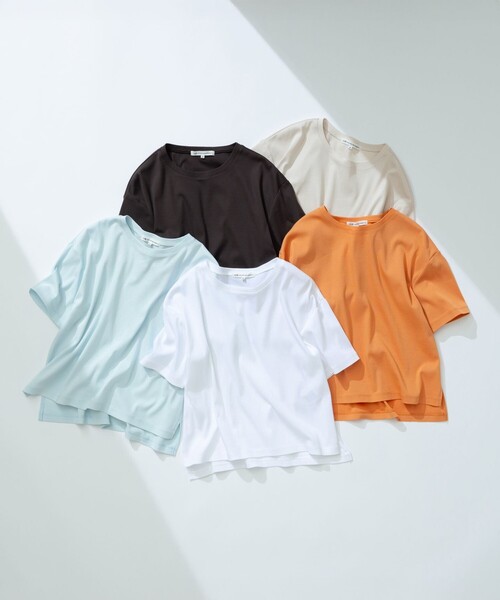 23区(ニジュウサンク)の「【速乾性/汗じみ防止】半袖 クロップド IT Tシャツ(Tシャツ/カットソー・レディース・ベージュ系/スカイブルー系/ダークブラウン系/ホワイト系/ライトオレンジ系・38)」の9枚目の写真