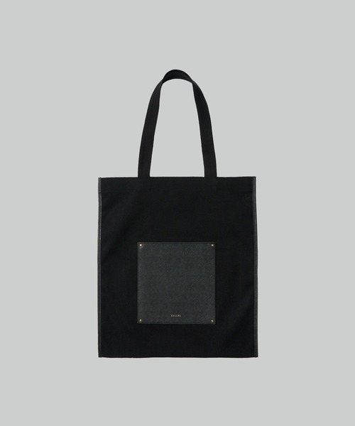 CULLNI トートバッグ 黒 CULLNI トートバッグ Leather Pocket Canvas Tote メンズ