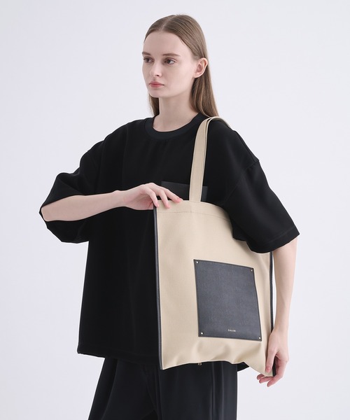 CULLNI】別注Leather Pocket Canvas Eco Tote（トートバッグ