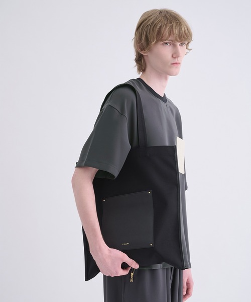 CULLNI(クルニ)の「【CULLNI】別注Leather Pocket Canvas Eco Tote(トートバッグ・メンズ・グレー/ブラック/ベージュ・フリー)」の13枚目の写真