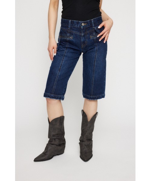LAGUA GEM(ラグアジェム)の「ZIP POINT CROPPED デニム(デニムパンツ・レディース・ブルー/ブラック・X-SMALL/SMALL/MEDIUM)」の1枚目の写真