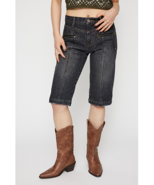 LAGUA GEM(ラグアジェム)の「ZIP POINT CROPPED デニム(デニムパンツ・レディース・ブルー/ブラック・X-SMALL/SMALL/MEDIUM)」の2枚目の写真
