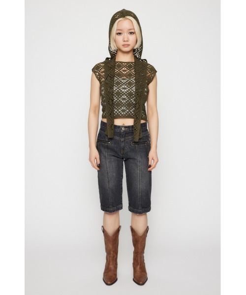LAGUA GEM(ラグアジェム)の「ZIP POINT CROPPED デニム(デニムパンツ・レディース・ブルー/ブラック・X-SMALL/SMALL/MEDIUM)」の5枚目の写真