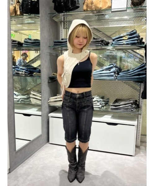 LAGUA GEM | ZIP POINT CROPPED デニム (ショートパンツ ) |SHEL