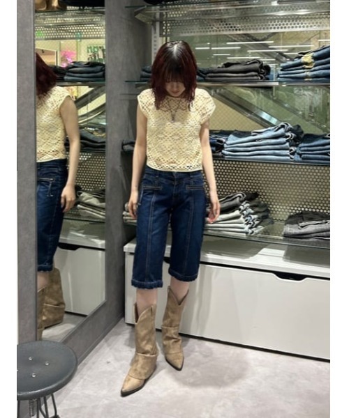 LAGUA GEM | ZIP POINT CROPPED デニム (ショートパンツ ) |SHEL