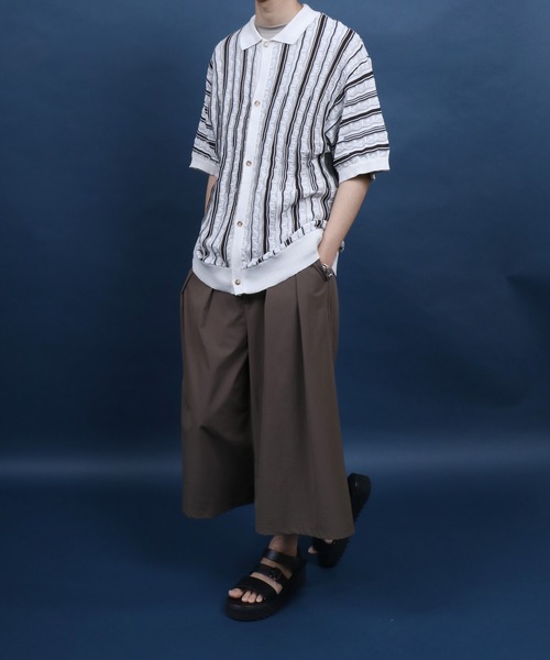 ANPAS(アンパス)の「Retro Design 3D Jacquard Short Sleeve Knit Shirt/レトロデザイン ジャガード 透かし編み ボタンニットシャツ メンズ レディース 半袖(シャツ/ブラウス・メンズ・ホワイト/ブラック・M/L)」の12枚目の写真