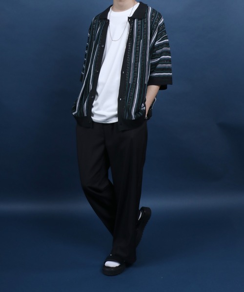 ANPAS(アンパス)の「Retro Design 3D Jacquard Short Sleeve Knit Shirt/レトロデザイン ジャガード 透かし編み ボタンニットシャツ メンズ レディース 半袖(シャツ/ブラウス・メンズ・ホワイト/ブラック・M/L)」の18枚目の写真