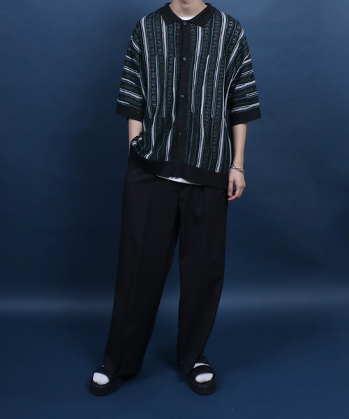 ANPAS(アンパス)の「Retro Design 3D Jacquard Short Sleeve Knit Shirt/レトロデザイン ジャガード 透かし編み ボタンニットシャツ メンズ レディース 半袖(シャツ/ブラウス・メンズ・ホワイト/ブラック・M/L)」の15枚目の写真