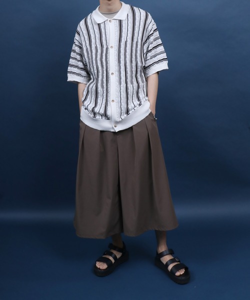 ANPAS(アンパス)の「Retro Design 3D Jacquard Short Sleeve Knit Shirt/レトロデザイン ジャガード 透かし編み ボタンニットシャツ メンズ レディース 半袖(シャツ/ブラウス・メンズ・ホワイト/ブラック・M/L)」の11枚目の写真