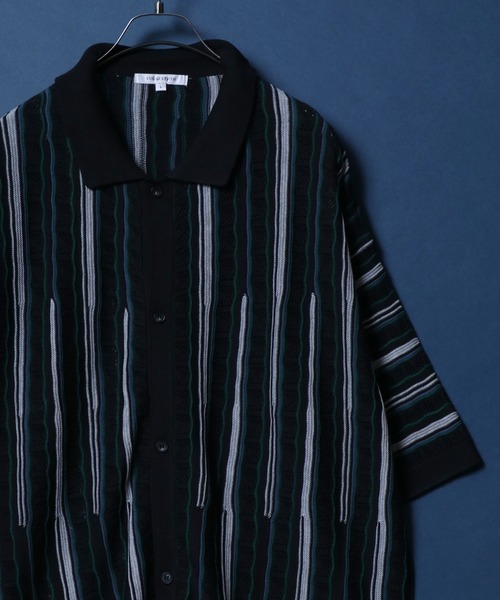 ANPAS(アンパス)の「Retro Design 3D Jacquard Short Sleeve Knit Shirt/レトロデザイン ジャガード 透かし編み ボタンニットシャツ メンズ レディース 半袖(シャツ/ブラウス・メンズ・ホワイト/ブラック・M/L)」の22枚目の写真