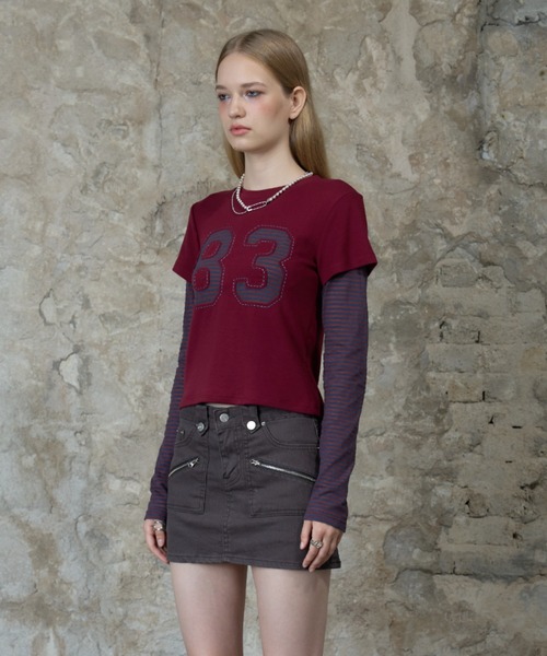 LARTIGENT(ラーティゼン)の「L13 STRIPE T-SHIRT(Tシャツ/カットソー・レディース・ネイビー/ワインレッド/アイボリー・FREE)」の14枚目の写真
