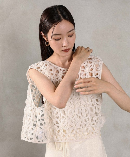 2way コード刺繍フラワーベスト（ベスト）｜en CAnAF