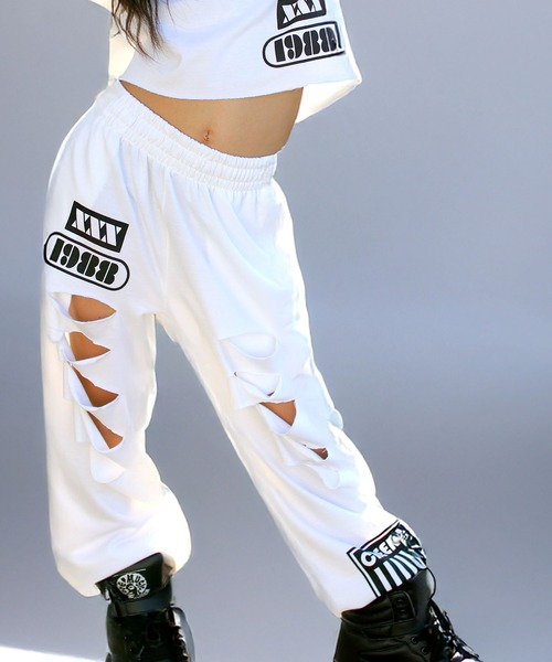 CHEER(チアー)の「ダメージ加工スウェットパンツ(スウェットパンツ・レディース・ブラック/ホワイト・M/L/LL/S)」の8枚目の写真